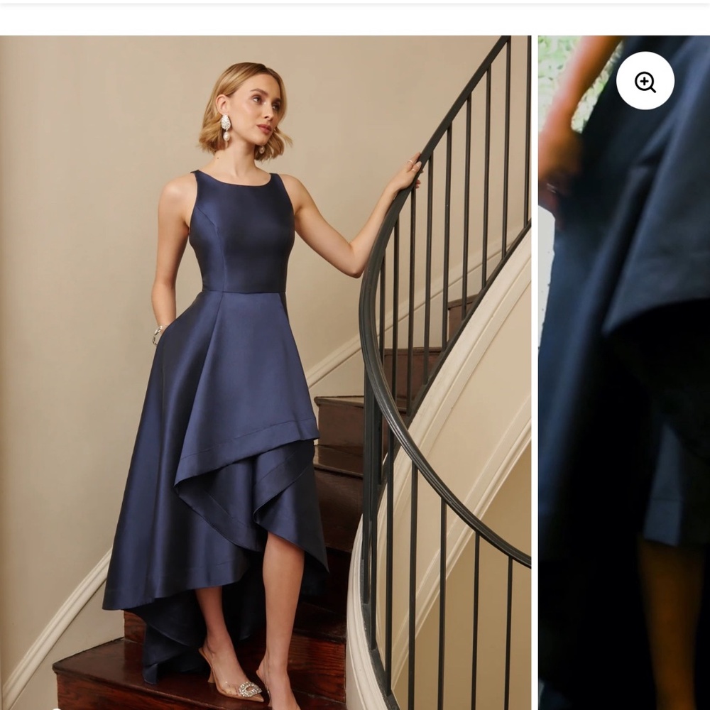 ADRIANNA PAPELL MULTI LEVEL DRESS NAVY SIZE 10 NWT